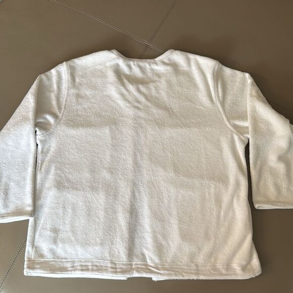 ATM Anthony Thomas Melilla Woman’s White Terry Open Front Jacket. Size Small. - Picture 4 of 6